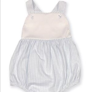 Baby Bliss Pima Blue White Gingham Sunsuit